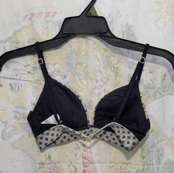 Zimmermann Black and Cream Patterned Swim Bra Size 4 - Picture 4 of 5